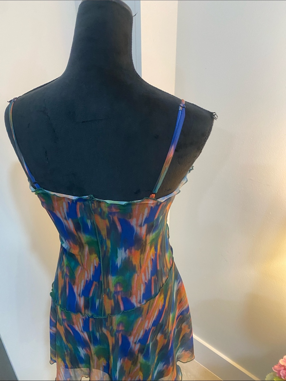Urban Outfitters Multicolor Brushstroke Spaghetti-Strap Mini Dress - Picture 5 of 8